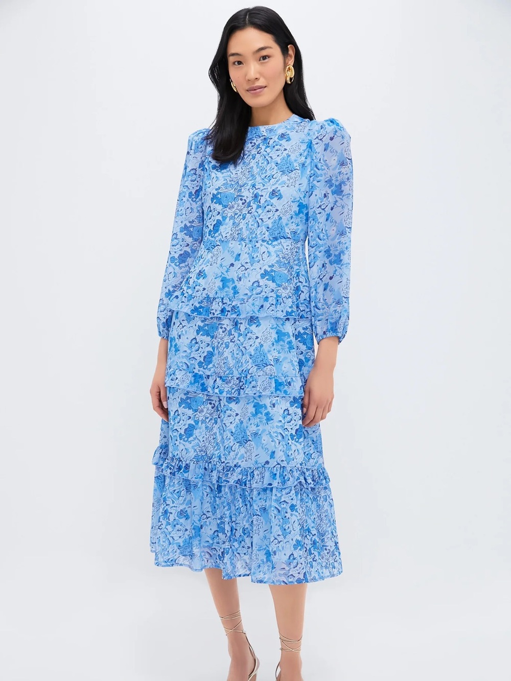 Blue Floral Tiered Midi Dress - Tuckernuck Rosalind Hyacinth House